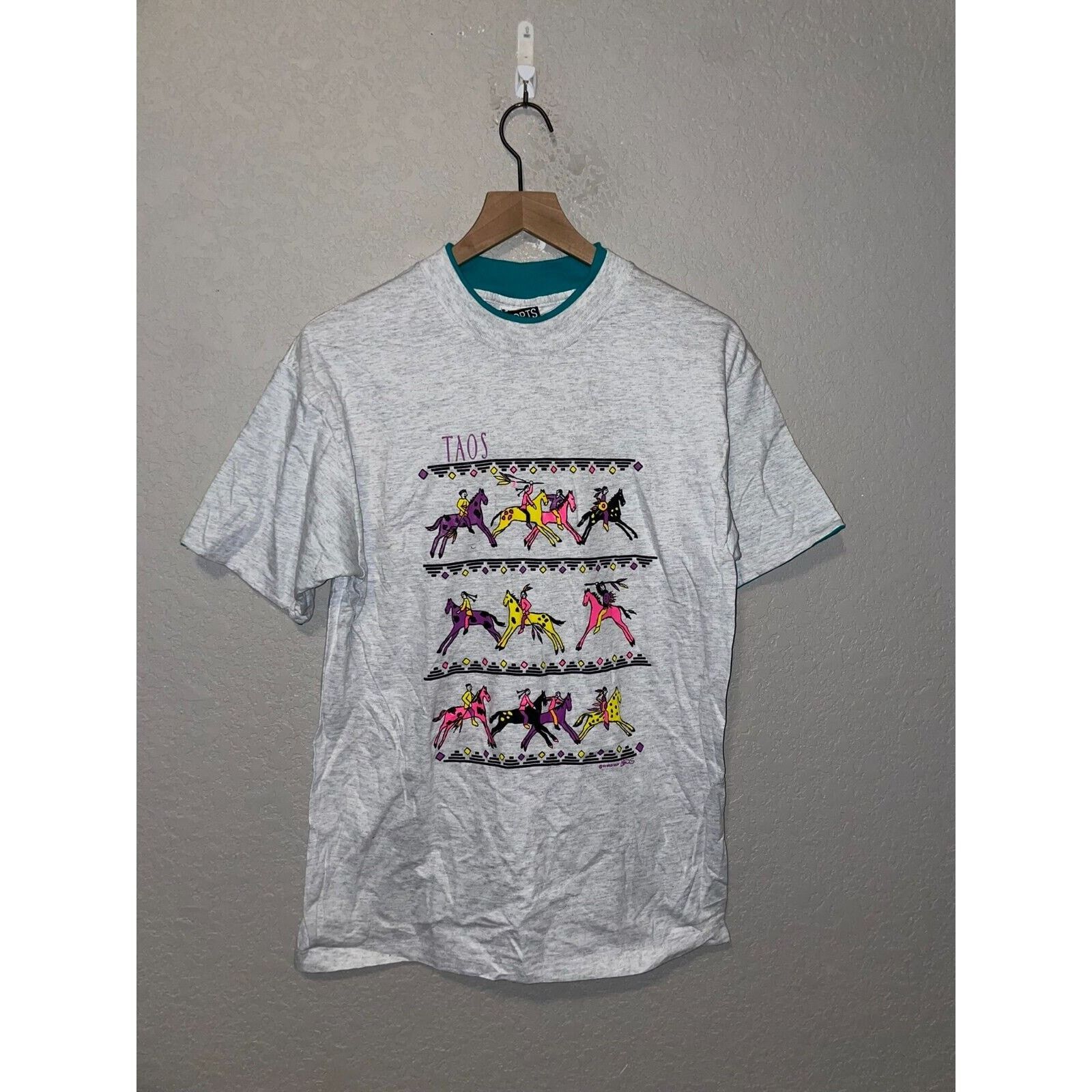 Signal Sport Vintage Taos Shirt NM Native American Horses Tee VTG M 90s Size US M / EU 48-50 / 2 - 1 Thumbnail