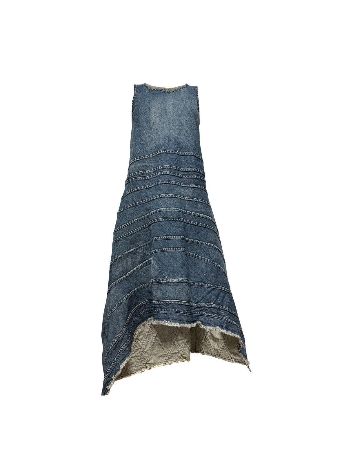 Junya Watanabe JUNYA WATANABE Asymmetric Patchwork Denim Midi Dress Size XS / US 0-2 / IT 36-38 - 1 Thumbnail