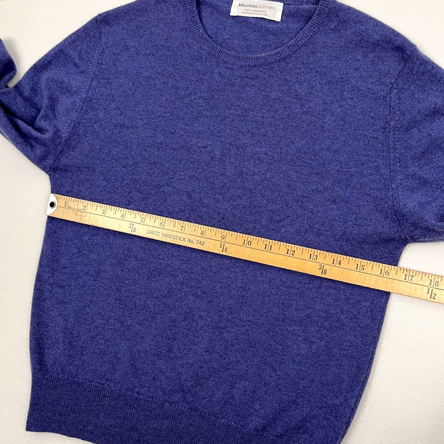 Vintage VTG Johnstons Cashmere Sweater Womens S 34" Blue Purple Crew Old Money Luxe 90s Size S / US 4 / IT 40 - 5 Thumbnail