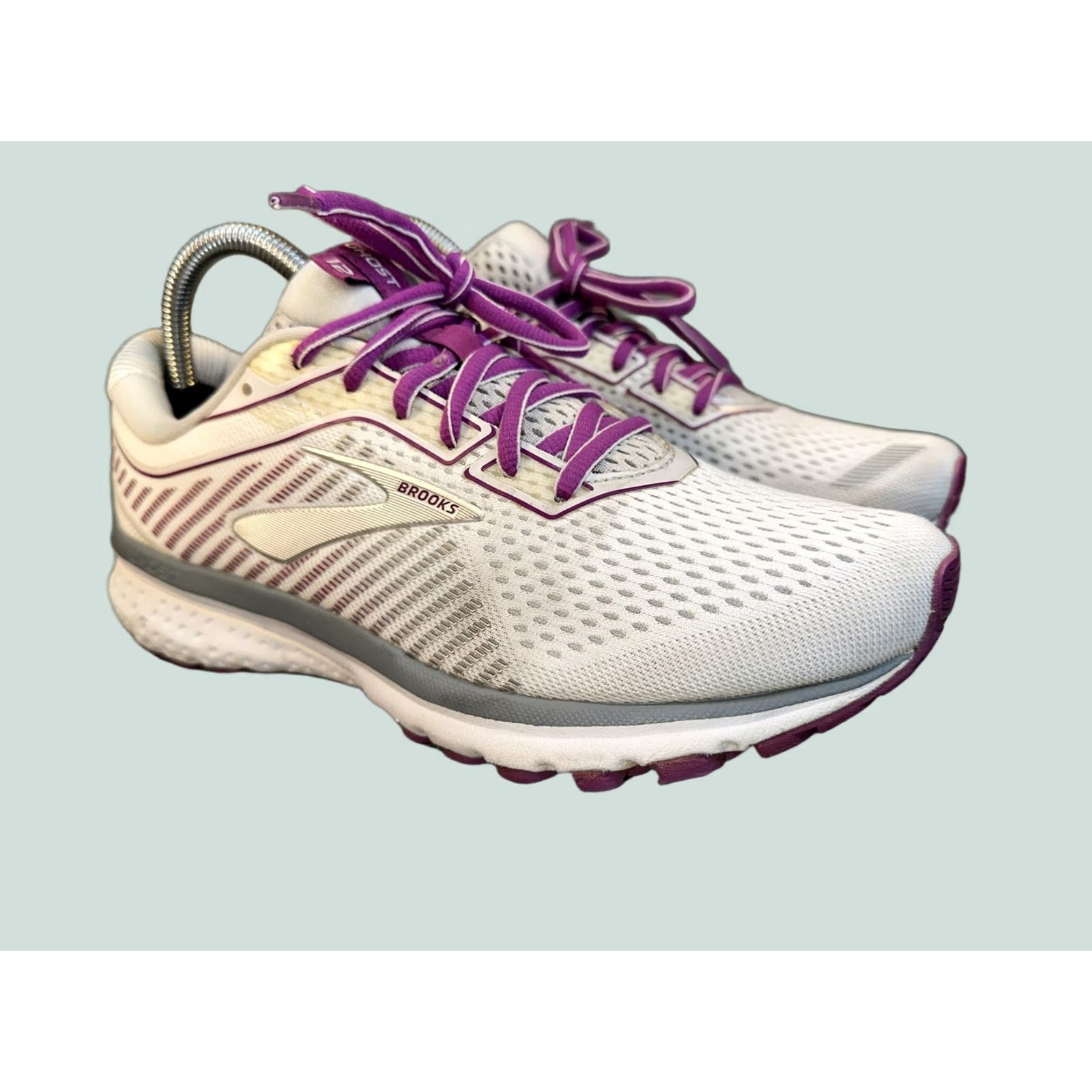 Brooks Brooks Ghost 12 Gray/Purple/White Womens US Size 8 Sneaker Low Top Athletic Shoe 2019 Scuff Free? Size US 8 / IT 38 - 1 Thumbnail
