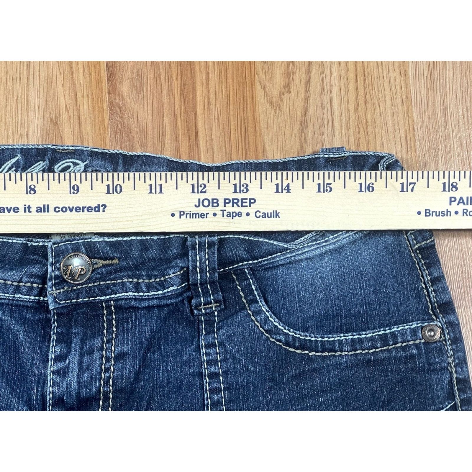 Vintage Apollo Petite Jeans Womens Size 16P Straight Leg High Rise Blue Denim Stretch Size 38" / US 16 / IT 52 - 4 Thumbnail