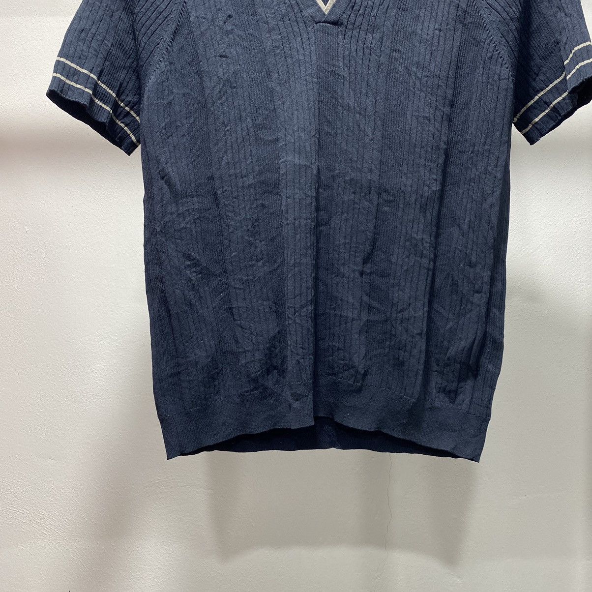 Comme Ca Ism × Japanese Brand × Vintage Sickk☠️ Comme Ca Du Mode Knit Double Collar Polo Shirt Size US S / EU 44-46 / 1 - 2 Thumbnail