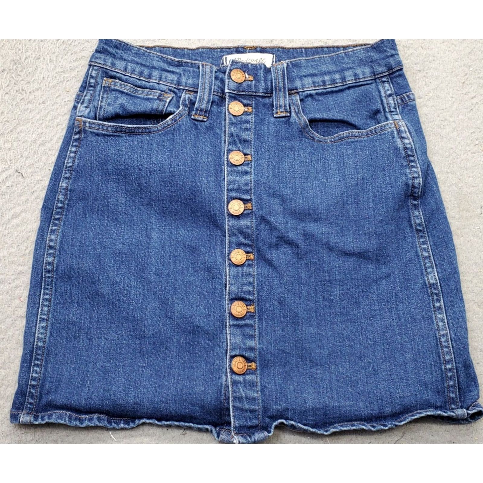 Madewell Madewell Womens Size 26 Blue Denim 5-Pockets Button Front Mini Skirt Short Casual Size 26" / US 2 / IT 38 - 2 Thumbnail