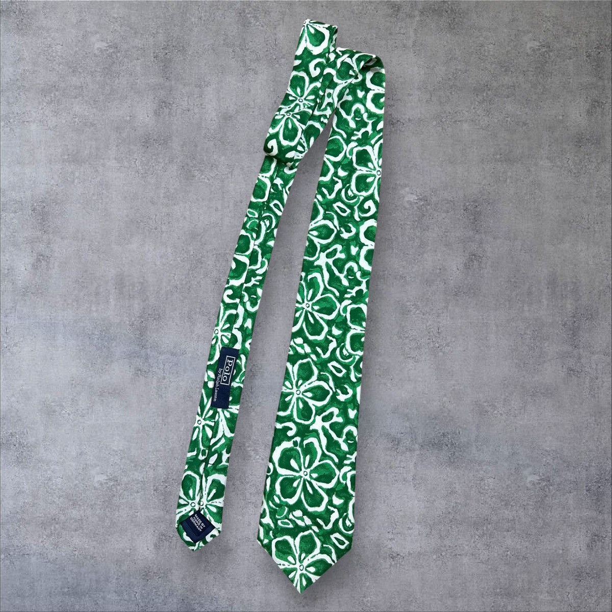Handmade × Polo Ralph Lauren × Vintage Ralph Lauren Polo Green Floral Tie Silk Handmade Vintage Size ONE SIZE - 4 Thumbnail