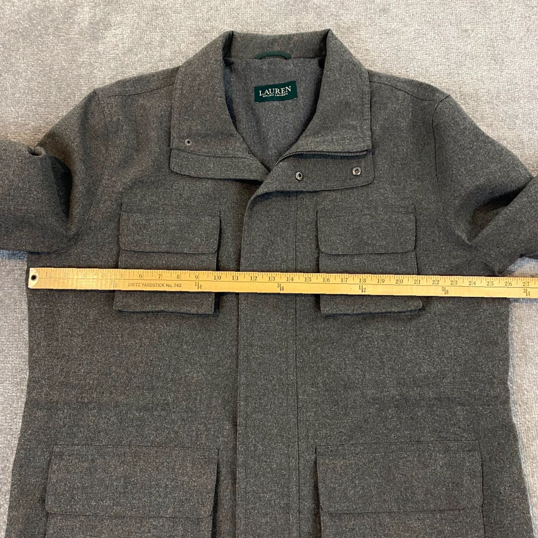 Ralph Lauren Lauren Ralph Lauren Coat Mens Gray Long Full Zip Pea Wool Pockets L/S 48 R Size US M / EU 48-50 / 2 - 6 Thumbnail