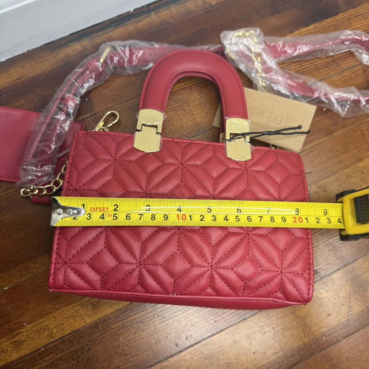 Steve Madden Steve Madden Red Quilted Top-Handle Satchel with Card Pocket Size ONE SIZE - 7 Thumbnail