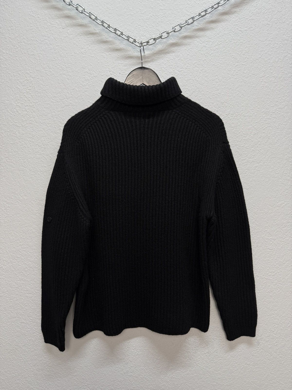 Massimo Osti × Stone Island Vintage Stone Island Knitted Wool Sweater All Black Size M Size US M / EU 48-50 / 2 - 8 Thumbnail