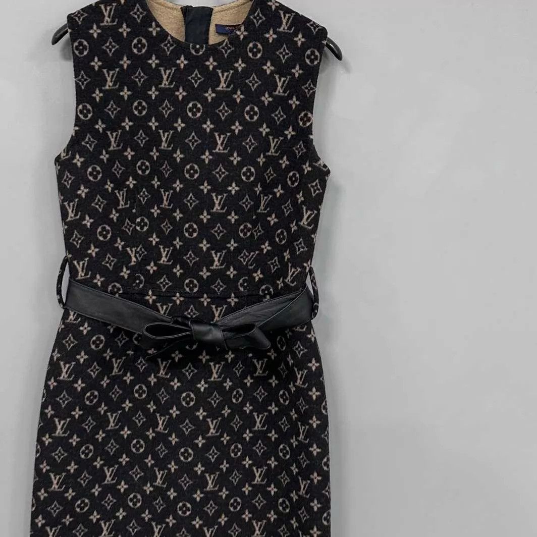 Louis Vuitton LV Brown Monogram Belted Dress Women's 34 99 New Size XS / US 0-2 / IT 36-38 - 2 Thumbnail