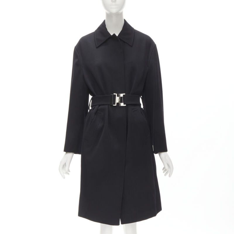 Gucci GUCCI TOM FORD 1998 Vintage black wool minimalist oversized belted coat IT38 Size S / US 4 / IT 40 - 1 Thumbnail