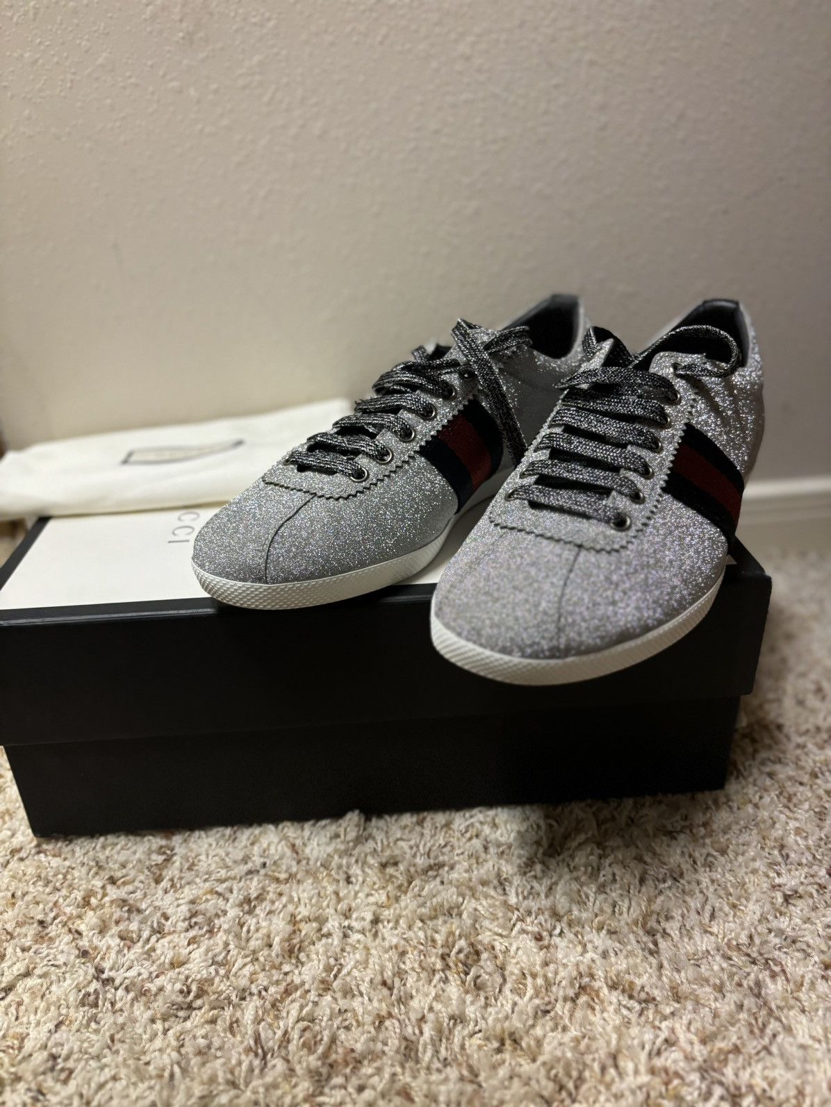 Gucci Gucci Glitter Silver Striped Sneakers Bambi Size US 8.5 / EU 41-42 - 10 Thumbnail