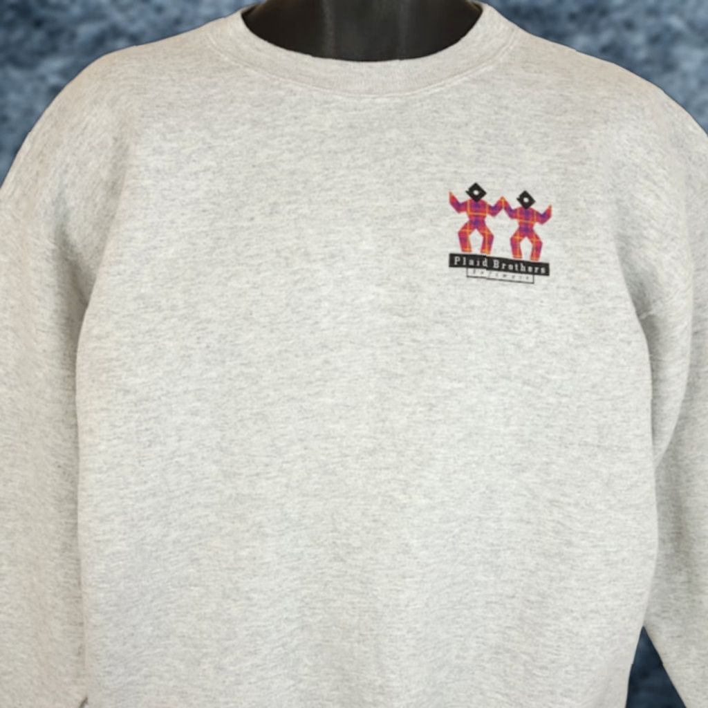 Hanes VINTAGE Plaid Brothers Software Sweatshirt Mens Size Large 90s Finance Tech Hanes Crew Neck Pullover Cotton Blend Gray Size US L / EU 52-54 / 3 - 1 Thumbnail
