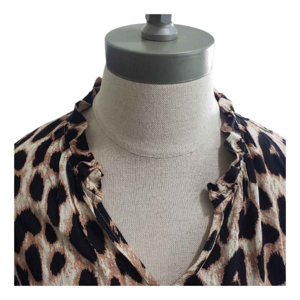 Designer CT764 Ethyl Animal Print Blouse with Ruffle Sleeve S Size S / US 4 / IT 40 - 2 Thumbnail