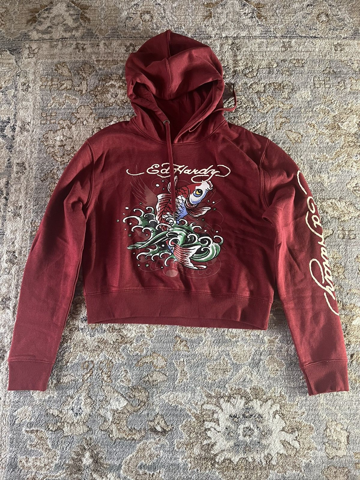 Ed Hardy KOI WINE WOMENS GRAPHIC CROPPED HOODIE M Size M / US 6-8 / IT 42-44 - 1 Thumbnail