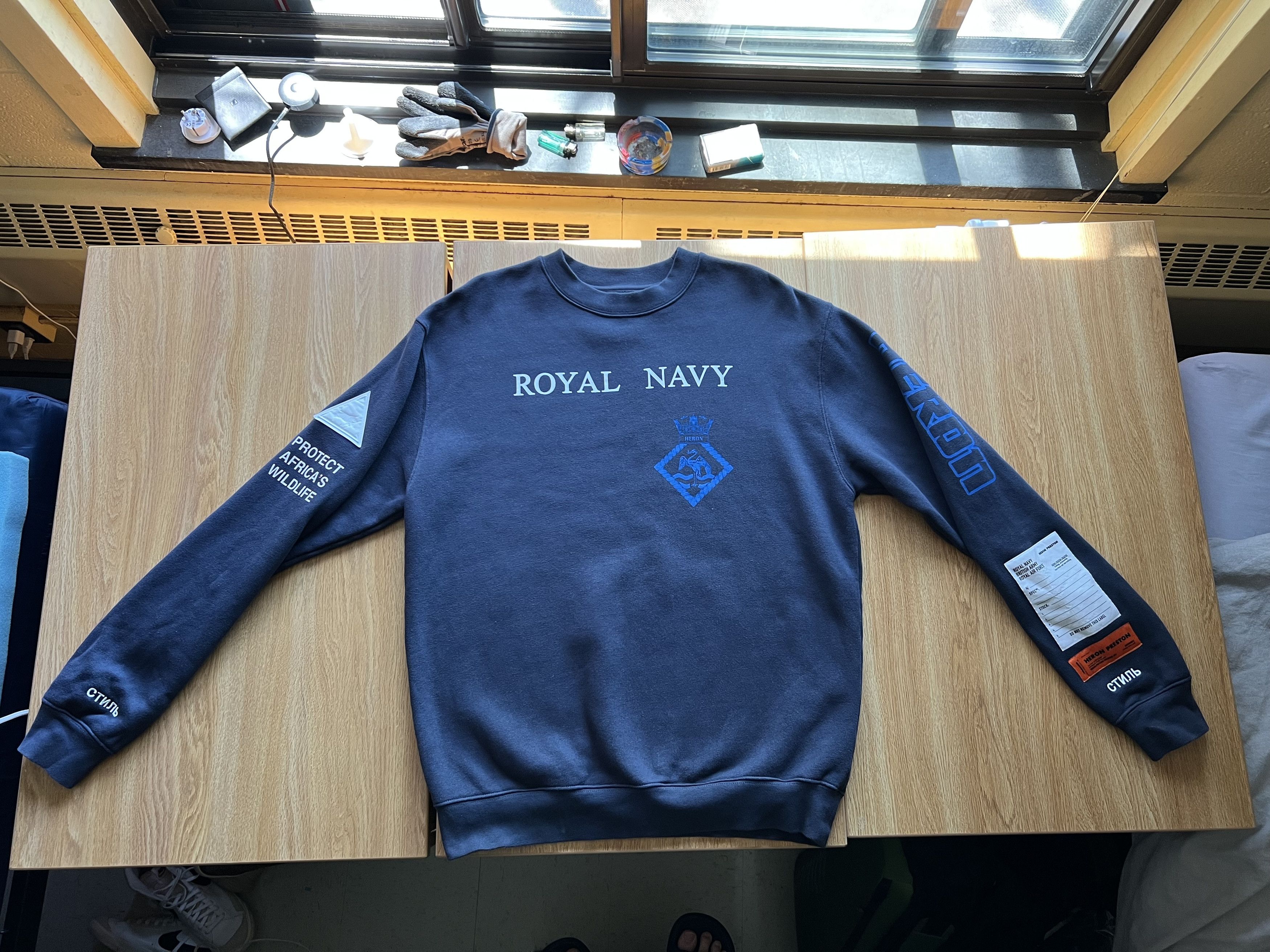 Heron Preston Royal Navy Crewneck Sweatshirt – Navy – Size S