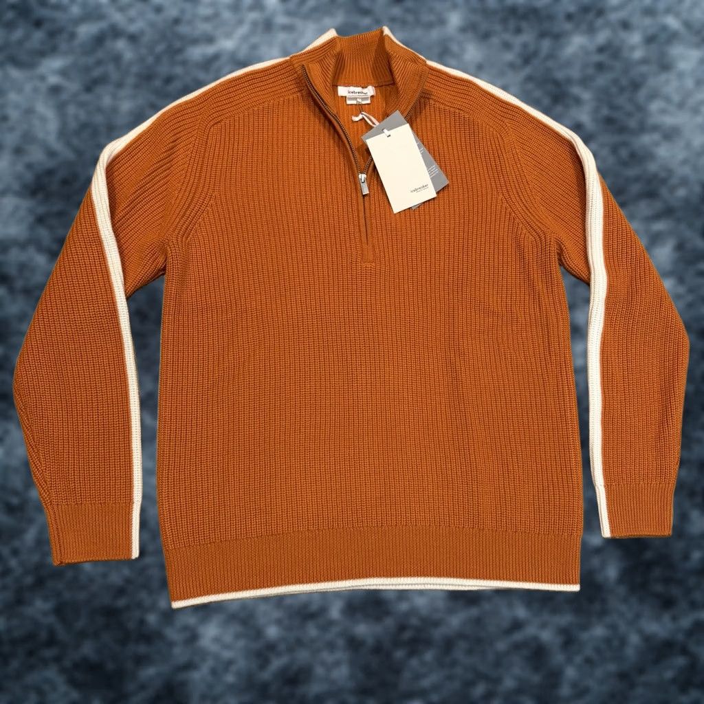 Icebreaker VINTAGE? No. Icebreaker Sweater XL Long Sleeve Orange Stripe 1/2 Zip Wool High Neck NWT Mens Pullover Winter Outdoor Size US XL / EU 56 / 4 - 1 Thumbnail