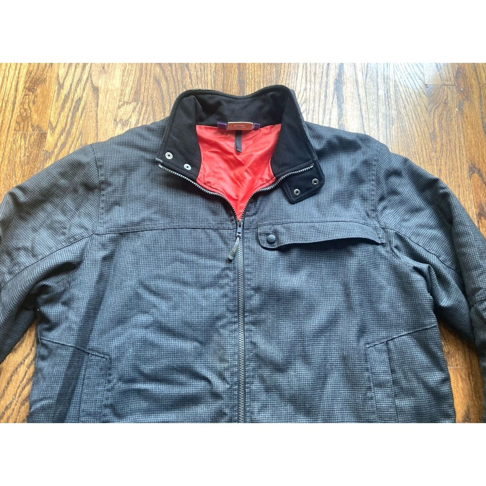 Vintage Ibex Wool Jacket Mens Large Houndstooth Puffer Gray Insulated Full Zip Lined Size US L / EU 52-54 / 3 - 2 Thumbnail