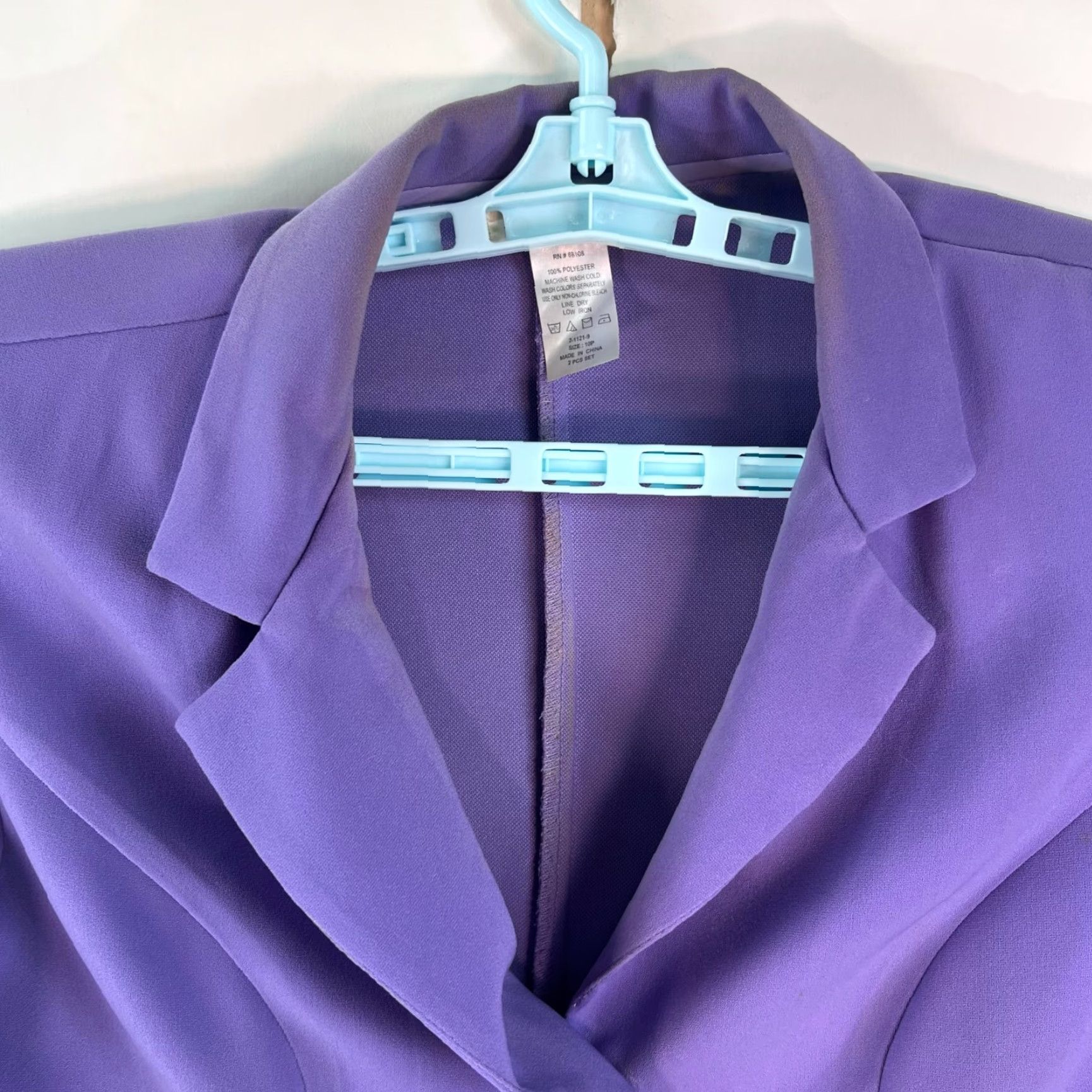 Vintage VINTAGE JW Treci Blazer Single-Breasted 3-Button Notch Purple 10P Womens Casual Jacket - 80s 90s Style Size L / US 10 / IT 46 - 3 Thumbnail