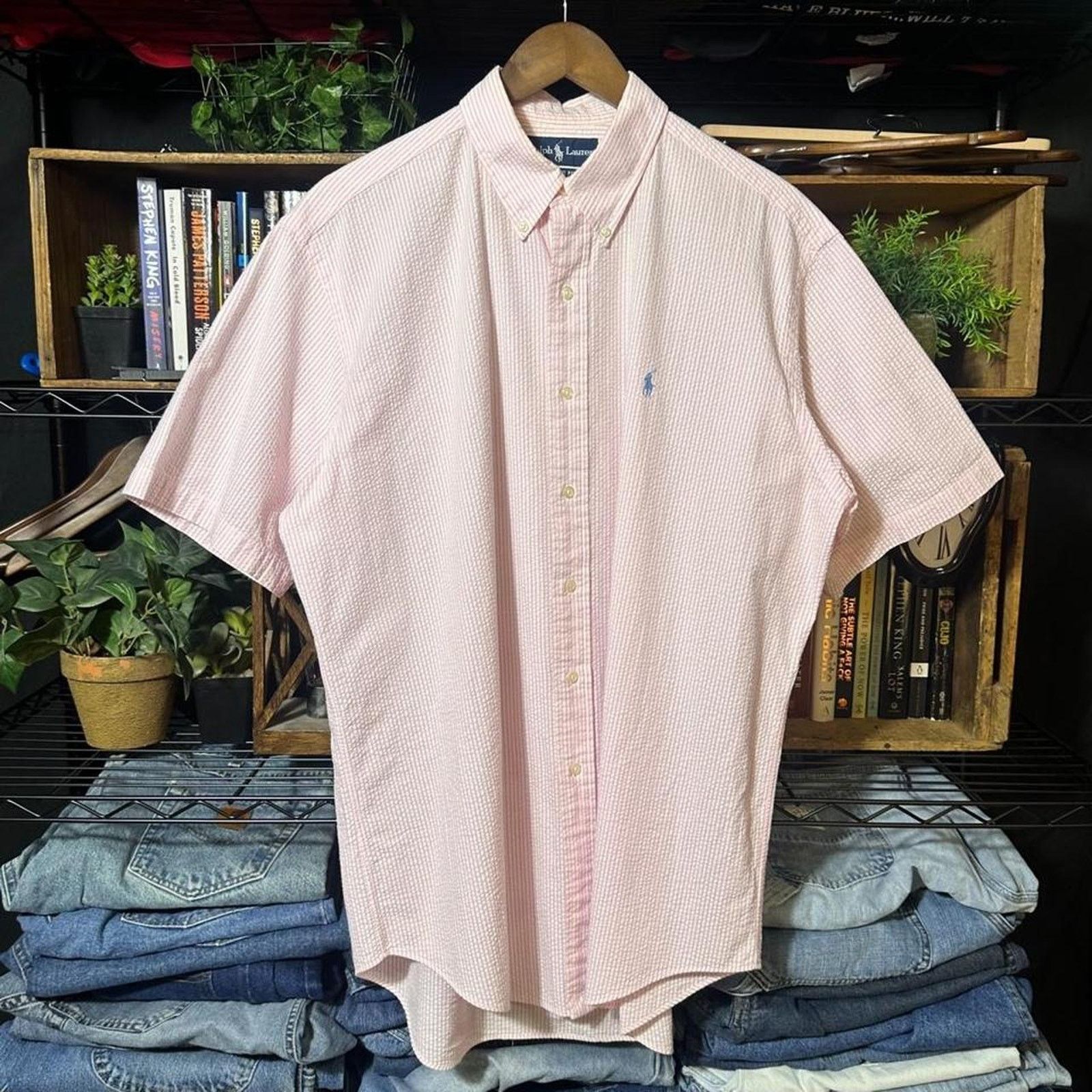 Vintage Polo Ralph Lauren Pink Button Down Short Sleeve Tee