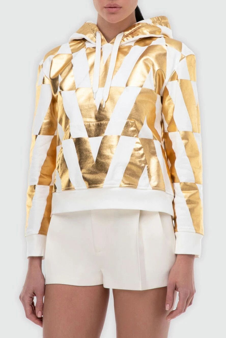 Valentino o1y0326 Hoodie in Gold/White Size M / US 6-8 / IT 42-44 - 3 Thumbnail