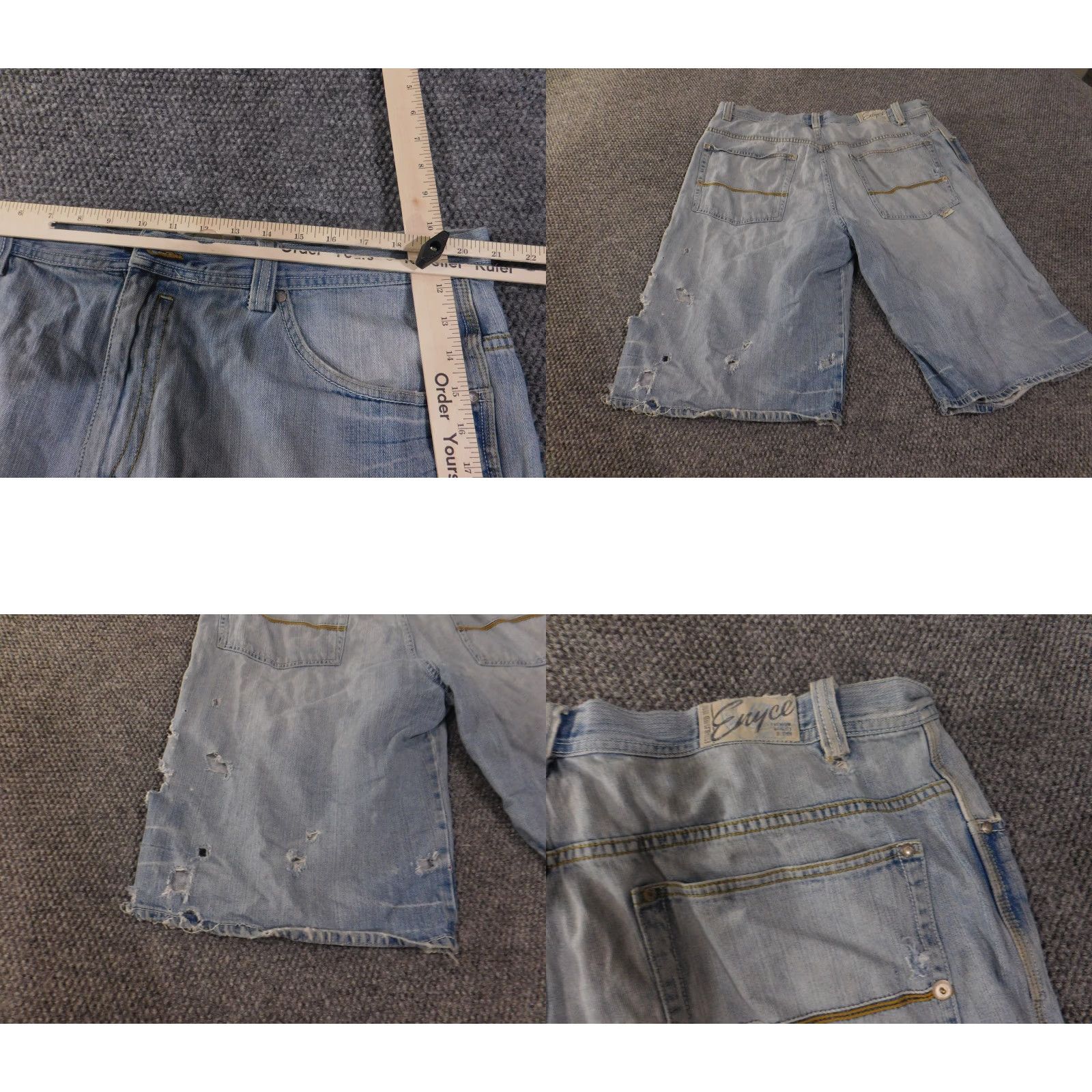 Enyce VINTAGE Enyce Denim Shorts Mens 40 Blue Distressed Baggy Carpenter Ripped Grunge Y2K Mens Clothing Baggy Denim Shorts Grunge Hip Hop 2000s Size US 40 / EU 56 - 8 Thumbnail