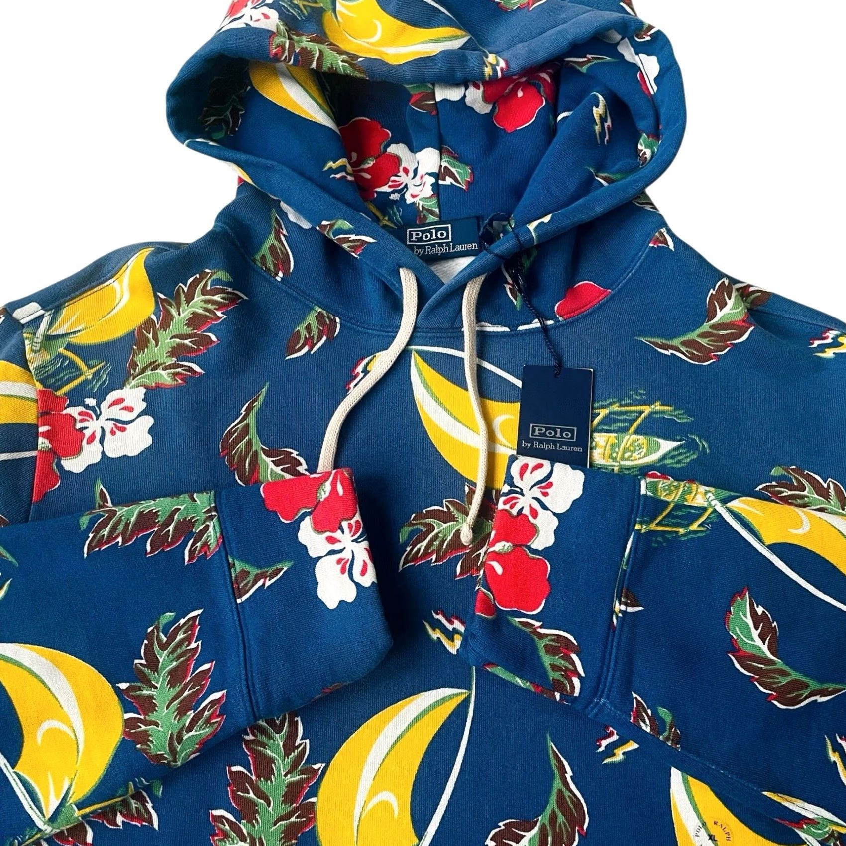 Polo Ralph Lauren VINTAGE Polo Ralph Lauren Hoodie Medium Blue Tropical Floral Fleece Mens Size US M / EU 48-50 / 2 - 4 Thumbnail