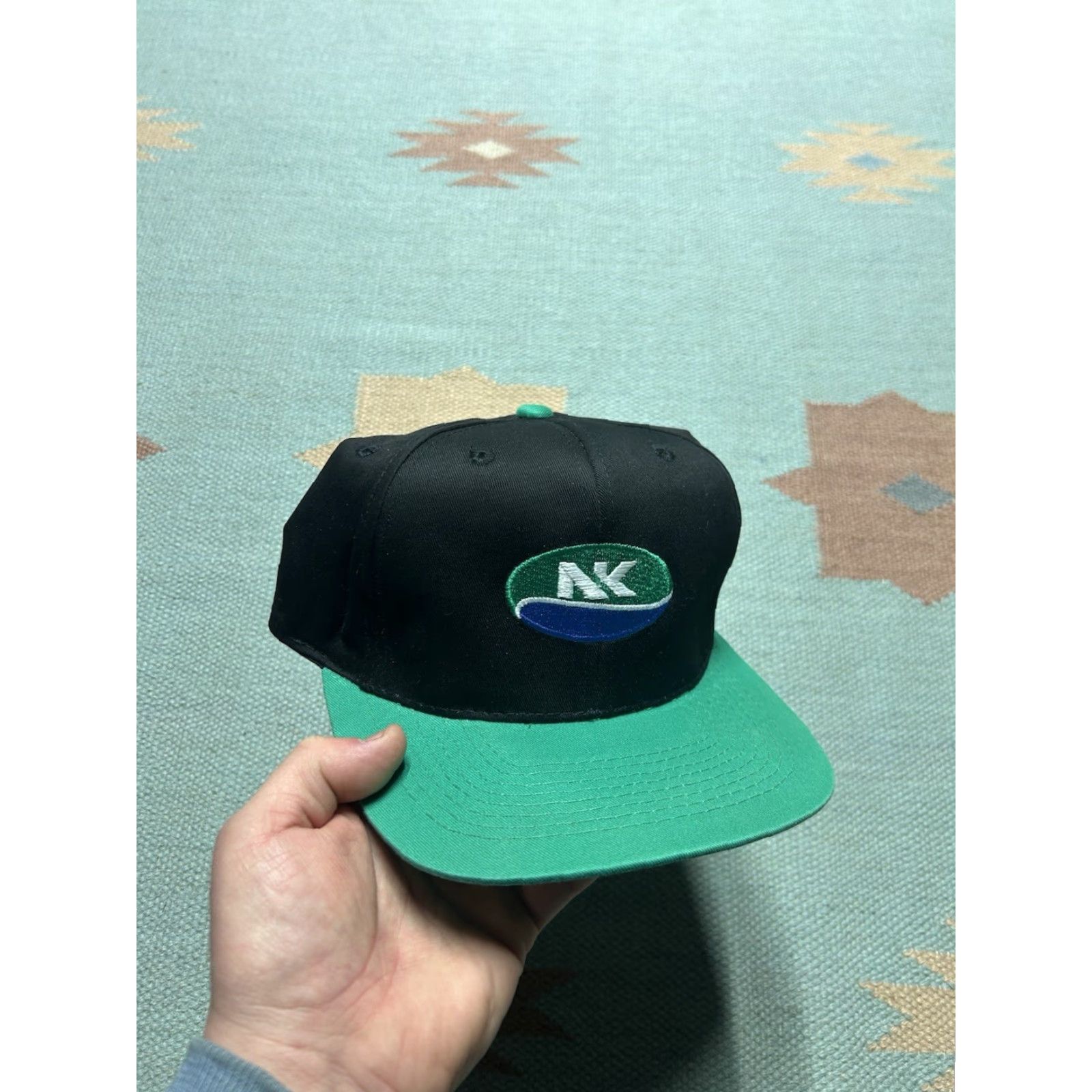 Vintage VINTAGE Unbranded SnapBack hat cap NK seeds black teal embroidered farm feed adjustable Men Size ONE SIZE - 2 Thumbnail