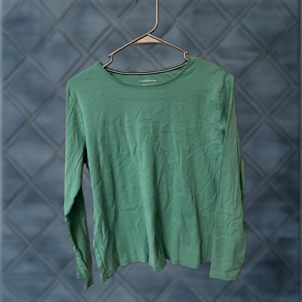 Croft & Barrow Croft & Barrow Classic T Shirt Green Knit Top Round Neck Long Sleeve Womens PL Size Petite T-Shirt Size L / US 10 / IT 46 - 1 Thumbnail