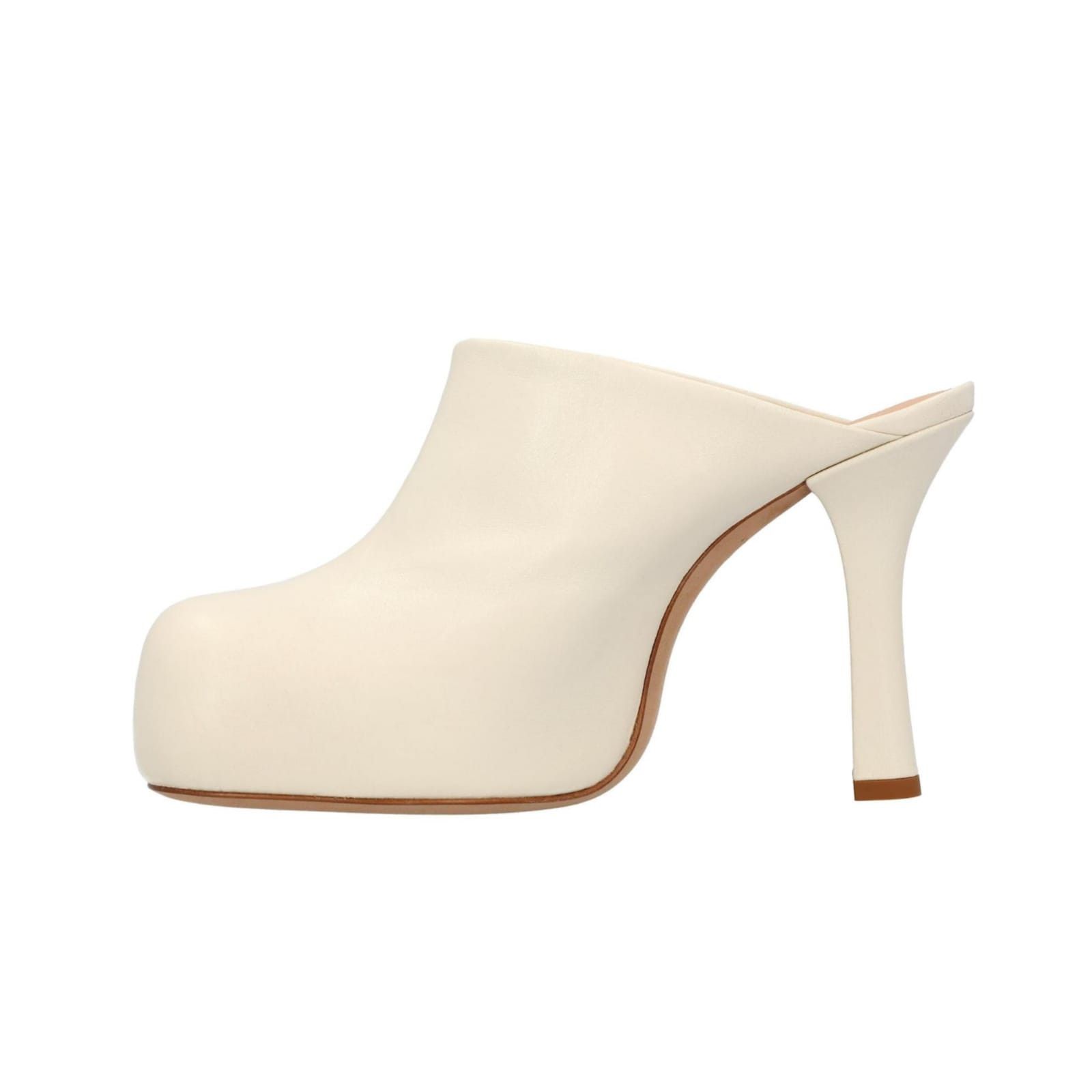 Bottega Veneta o1y0725 Spool Heel Mules in Ivory Size US 7.5 / IT 37.5 - 1 Thumbnail
