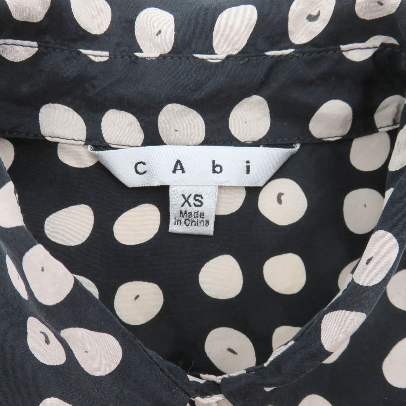 Vintage Cabi Button-Up Shirt Womens XS Black Silk Polka Dot Collar Long Sleeve Size XS / US 0-2 / IT 36-38 - 7 Thumbnail