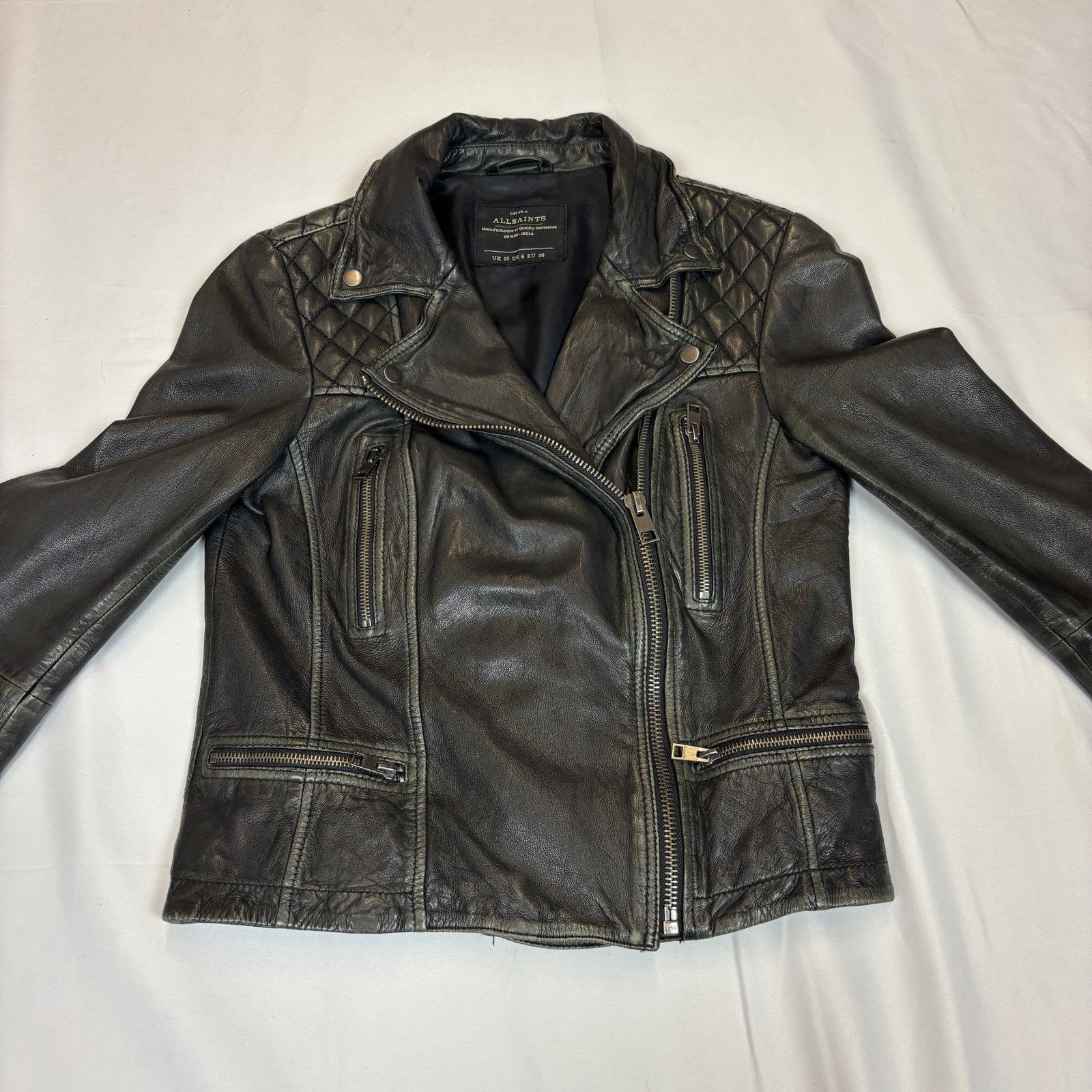 Allsaints Allsaints Cargo Biker Leather Jacket Women's 6 Quilted Size M / US 6-8 / IT 42-44 - 2 Thumbnail