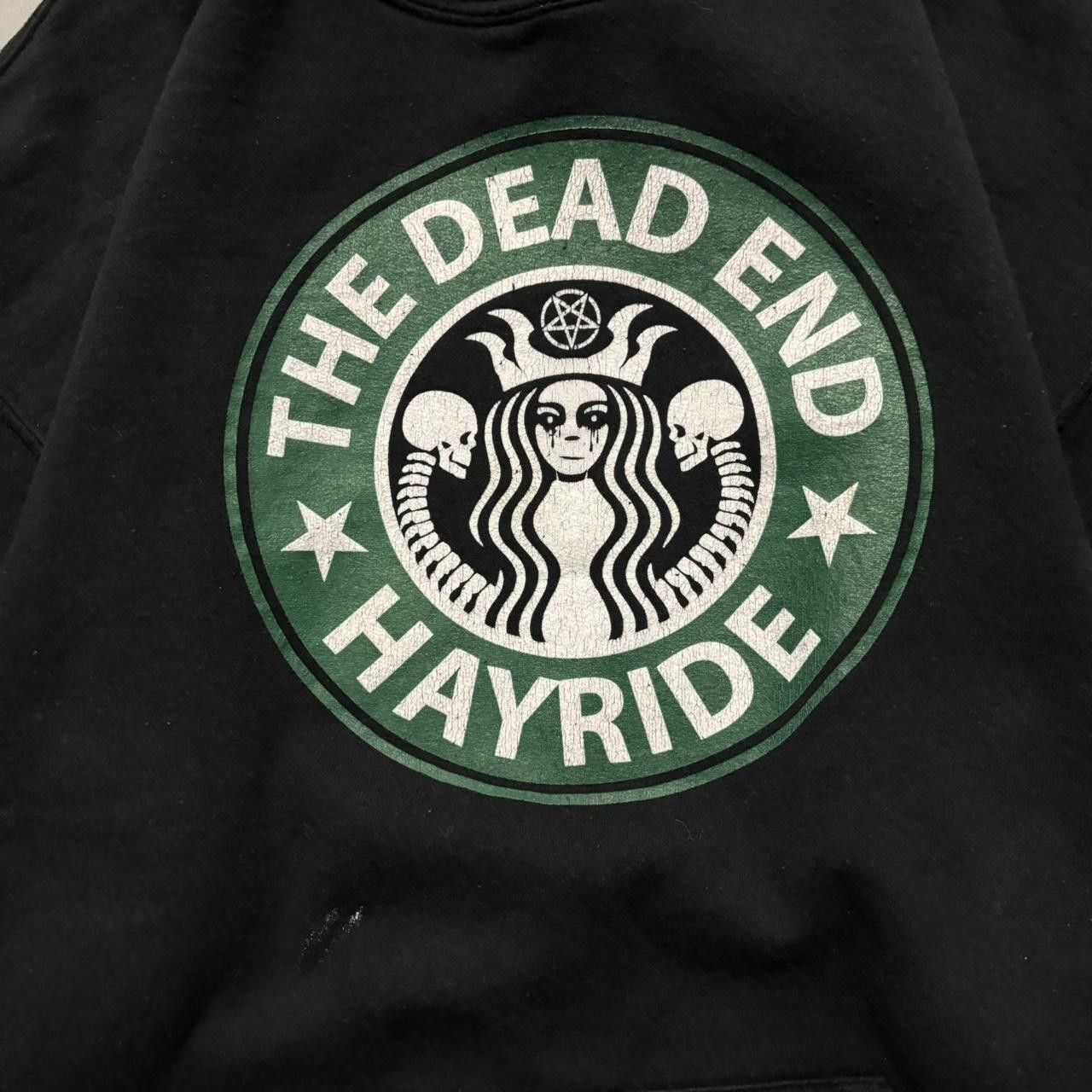 Band Tees × Vintage Crazy Vintage Y2K/2000s “The Dead End Hayride” Starbucks Parody Horror Graphic Hoodie! Size US M / EU 48-50 / 2 - 5 Thumbnail