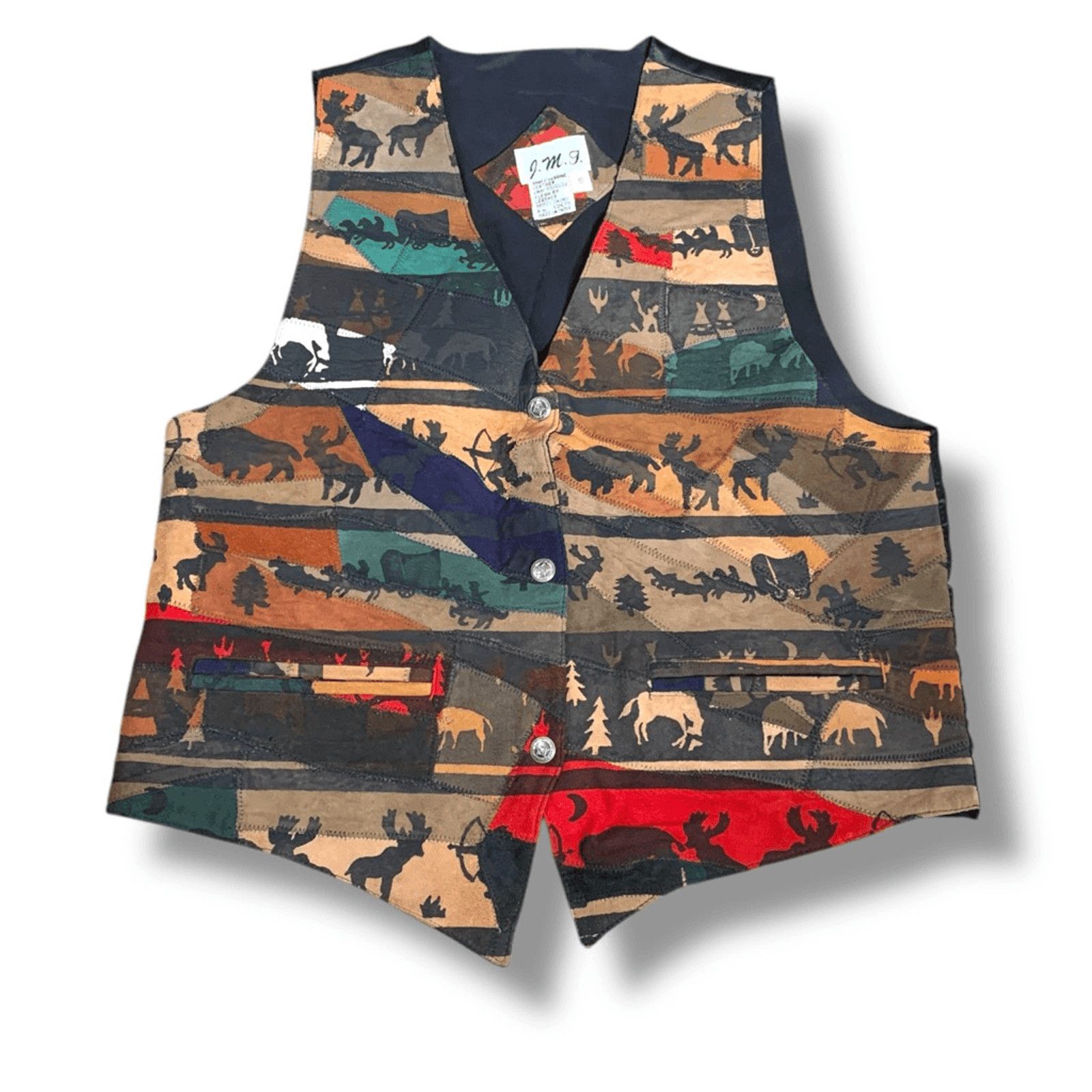 Vintage Vintage Genuine Leather Western Patchwork Wildlife Vest Size S / US 4 / IT 40 - 7 Thumbnail