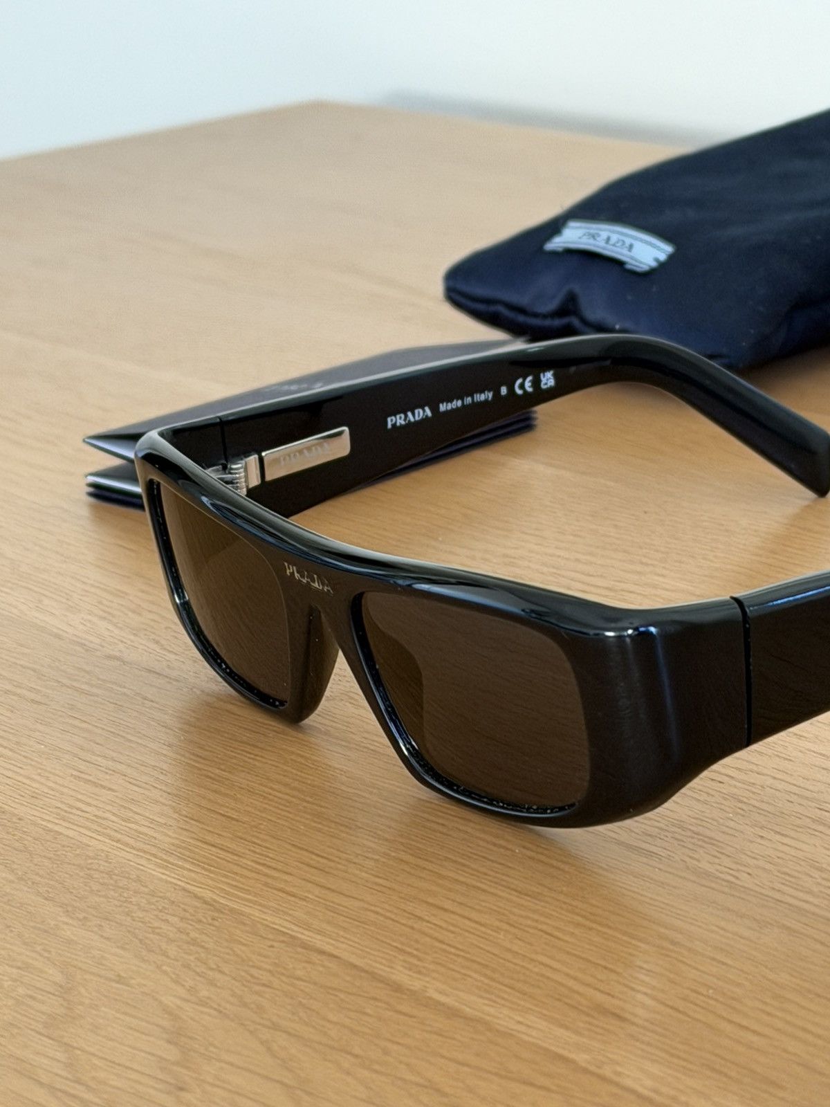Prada Prada Wrap Rectangle Sunglasses – Black Size ONE SIZE - 8 Thumbnail