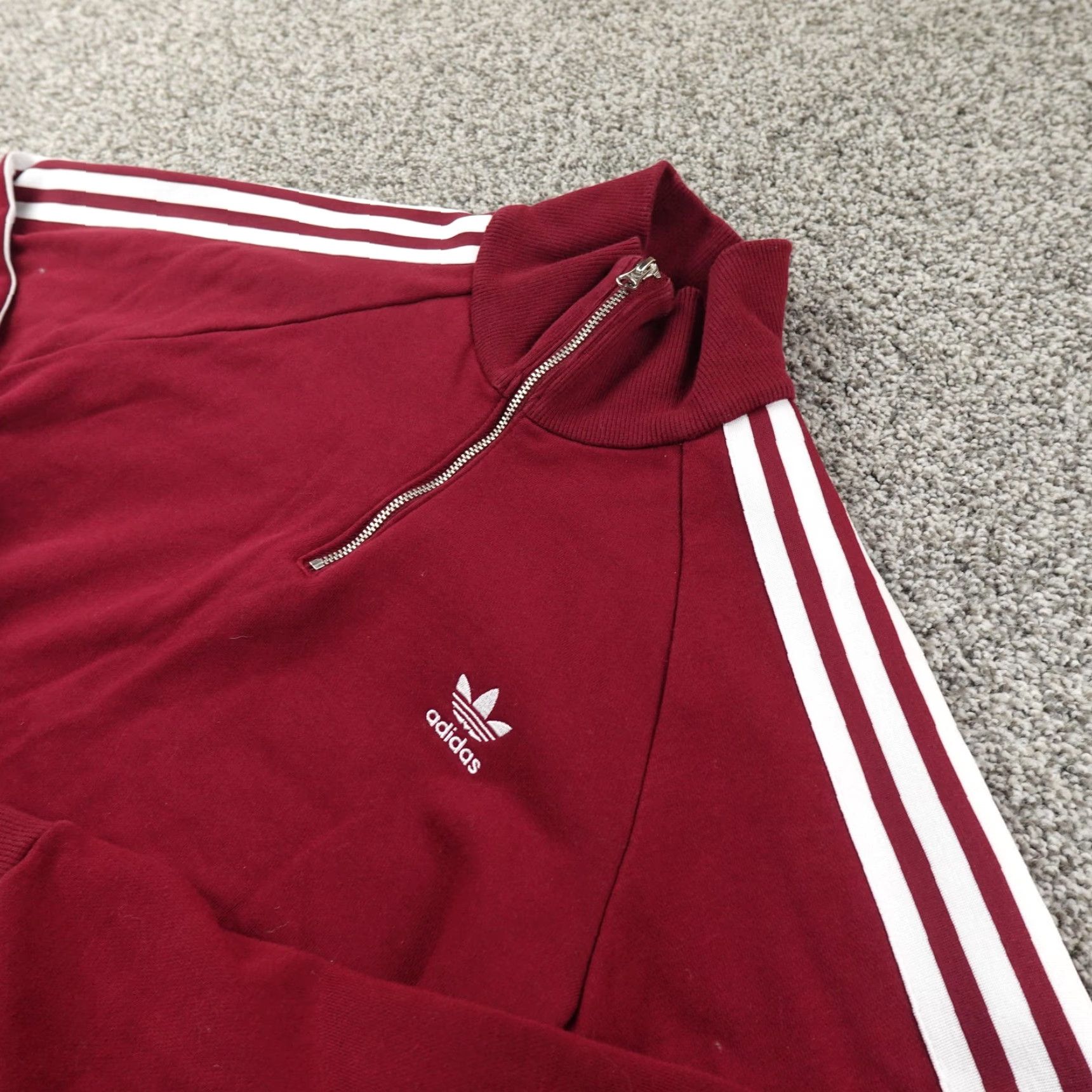Adidas Adidas Sweatshirt Womens M Red Firebird Trefoil 3 Stripes Pullover 1/4 Zip Train Size M / US 6-8 / IT 42-44 - 2 Thumbnail
