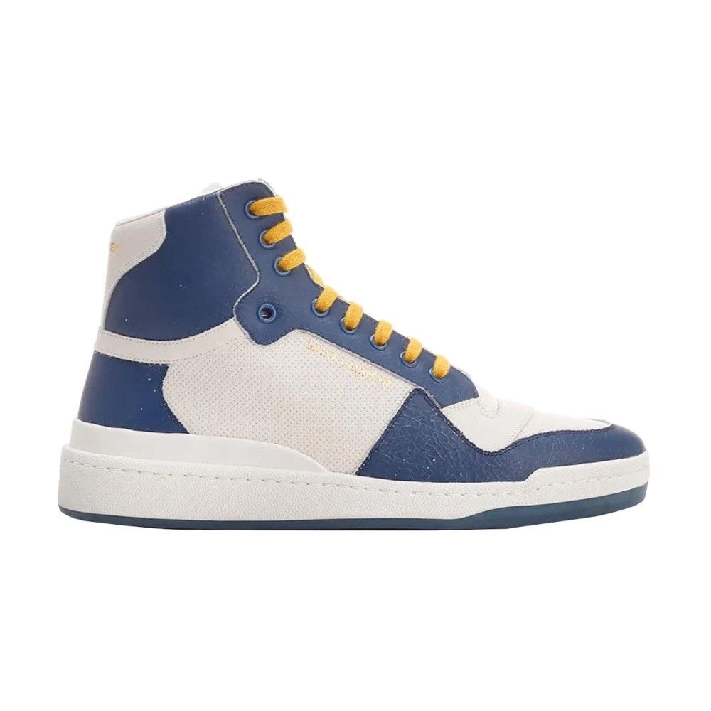 Saint Laurent Paris o1y0325 Logo Hi-Top Sneakers in Blue/Off White Size US 8 / EU 41 - 1 Thumbnail