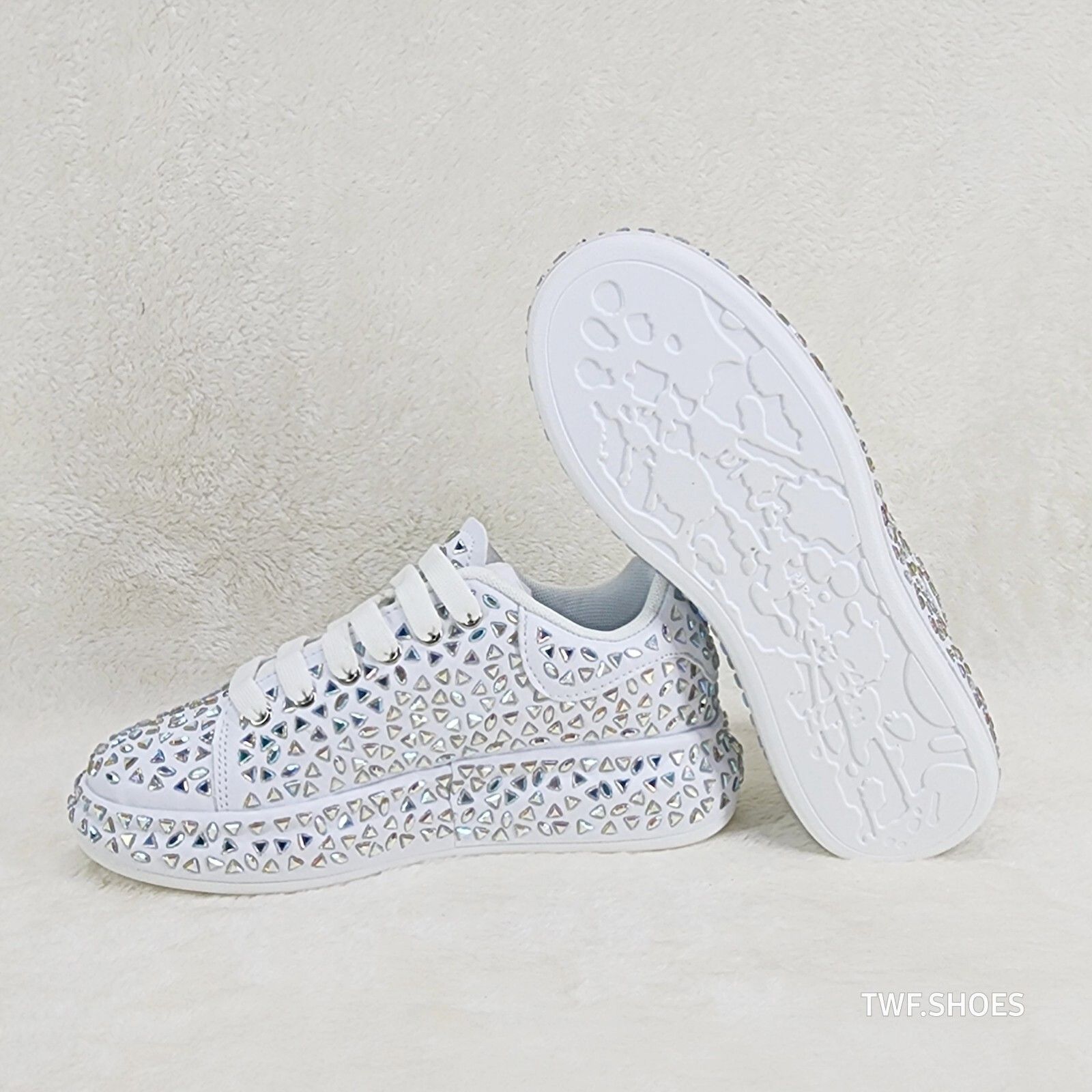 Other Geo Dazzle Cush Iridescent Stone White Platform Sneakers Ten Size US 7 / IT 37 - 2 Thumbnail