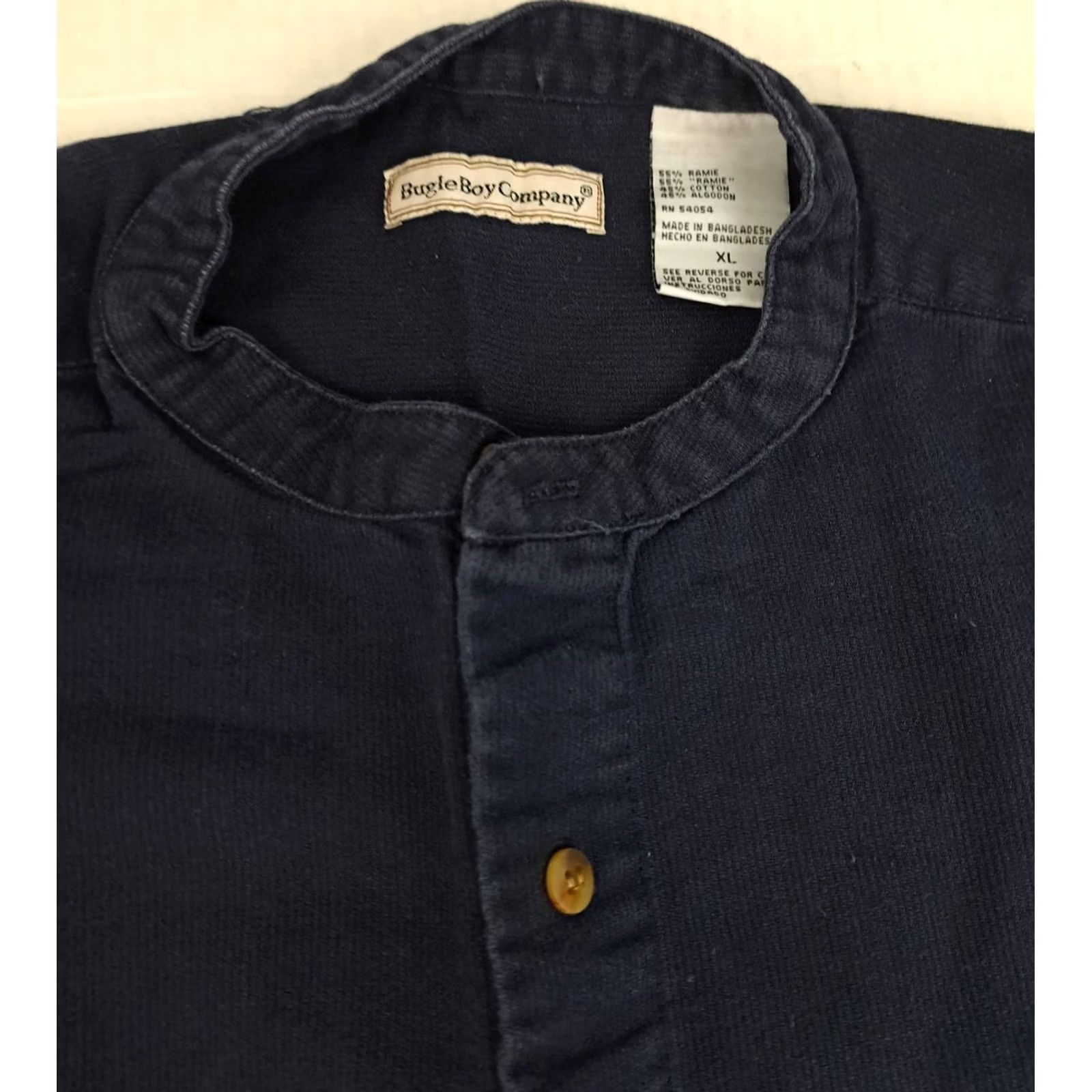 Bugle Boy Vintage Bugle Boy Co. Shirt XL Blue Cotton Canvas Collarless Button Men Size US XL / EU 56 / 4 - 2 Thumbnail