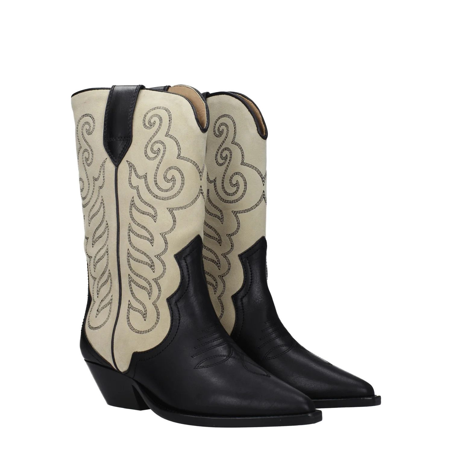 Isabel Marant ob1o1e1124 Suede Ankle Boots in Black/Ecru Size US 6 / IT 36 - 2 Thumbnail