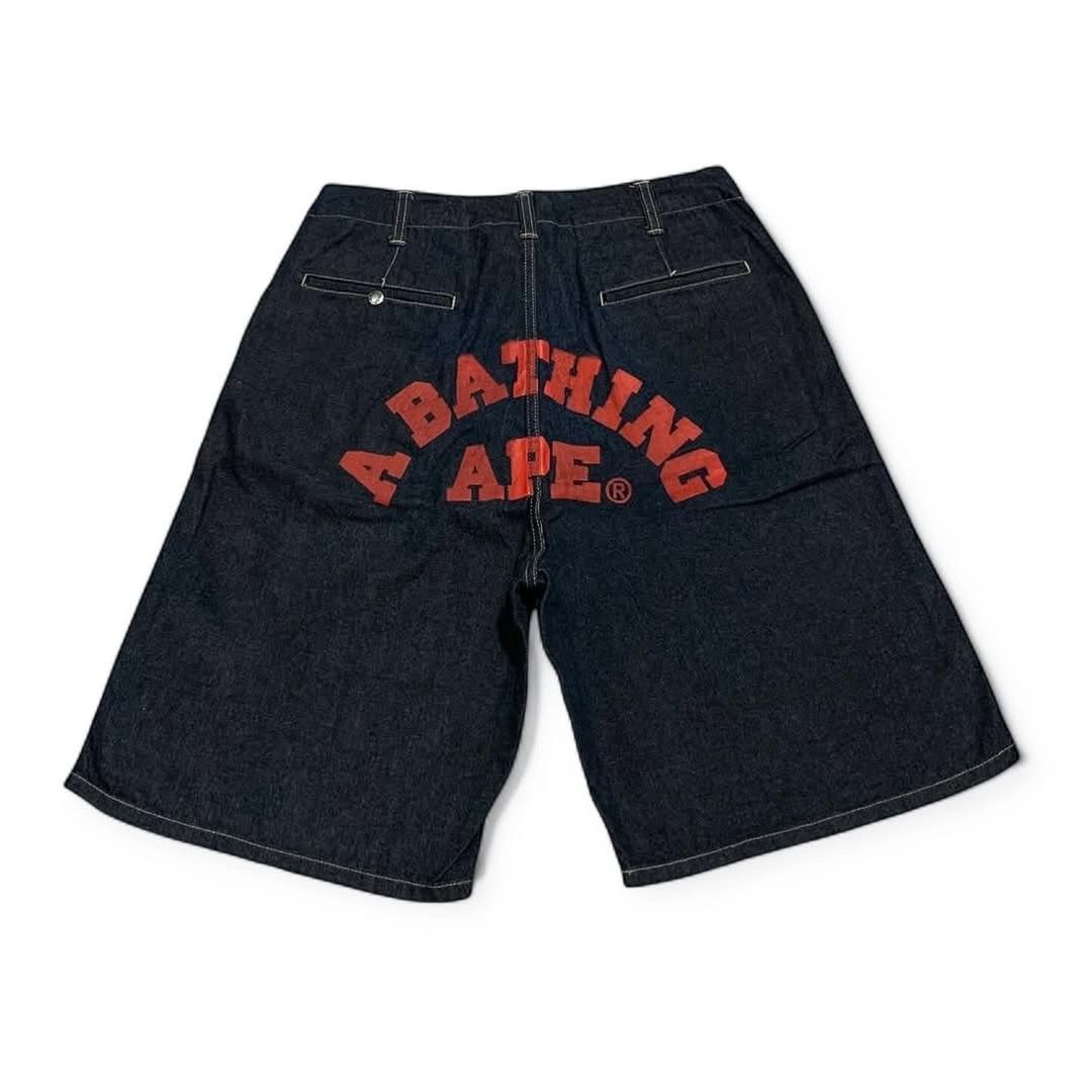 Bape BAPE LOGO Loose fit Denim Shorts A Bathing Ape Size US 34 / EU 50 - 2 Thumbnail
