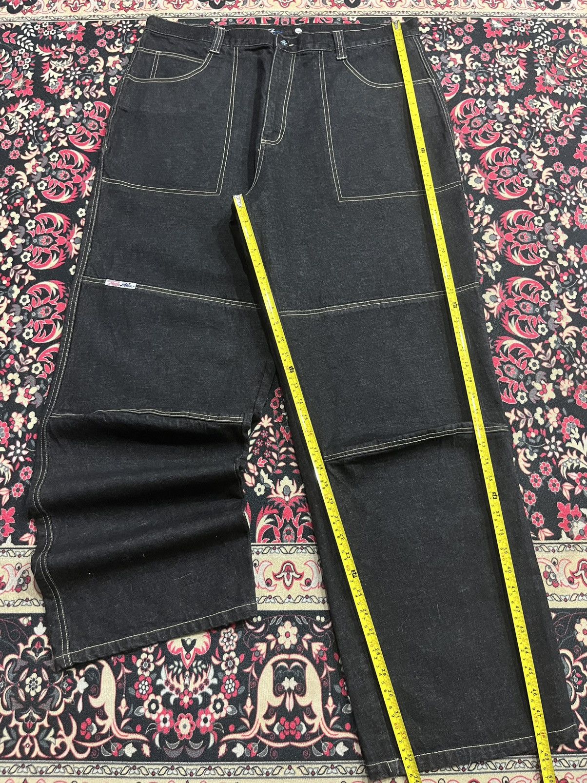 JNCO ⚡️Baggy⚡️Vintage Raw Blue Company Dark Washed Graffiti Jeans Size US 42 / EU 58 - 12 Thumbnail