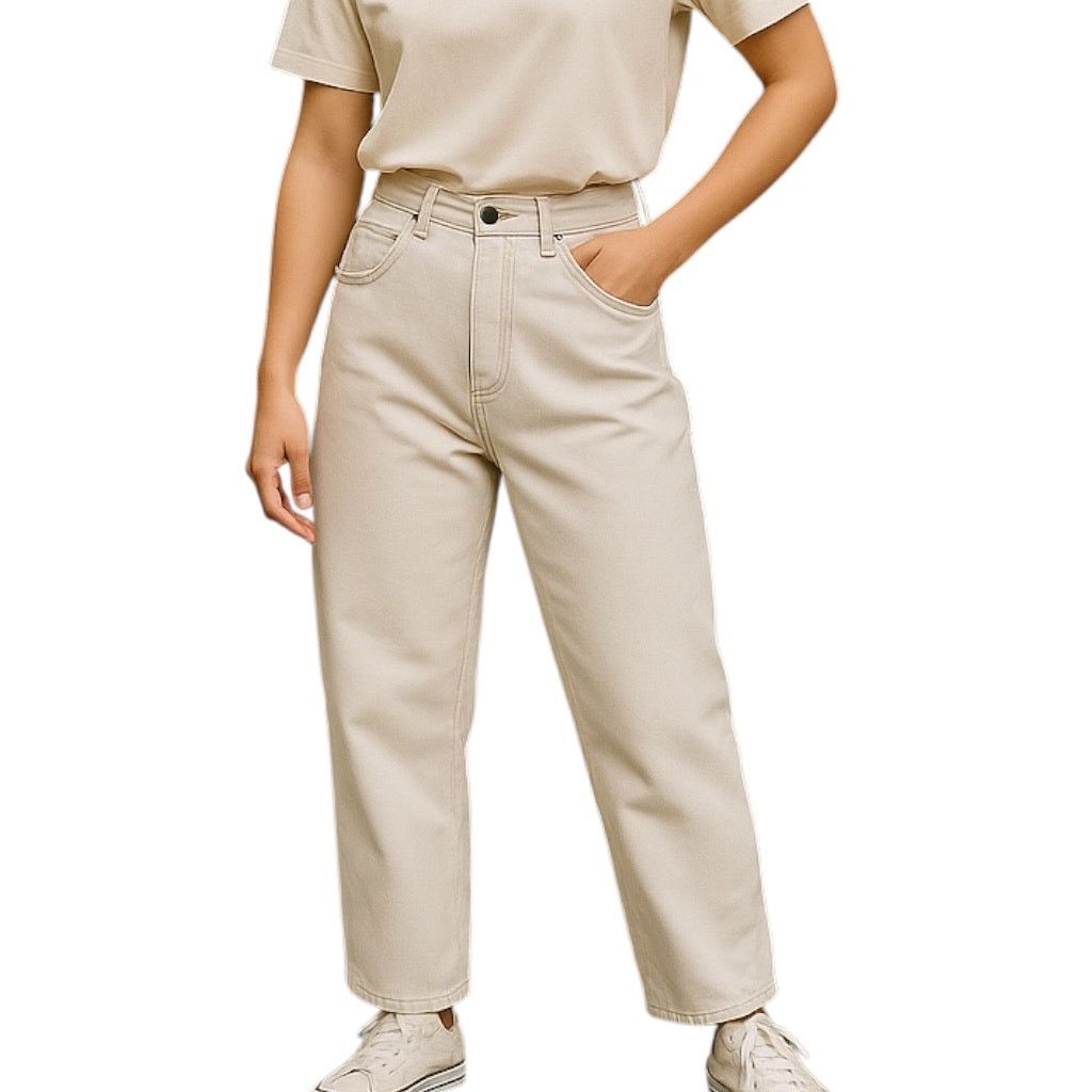 BLANKNYC Blank NYC Ivory Denim High Rise Crop Straight Jeans Sz 28 Size 28" / US 6 / IT 42 - 1 Thumbnail