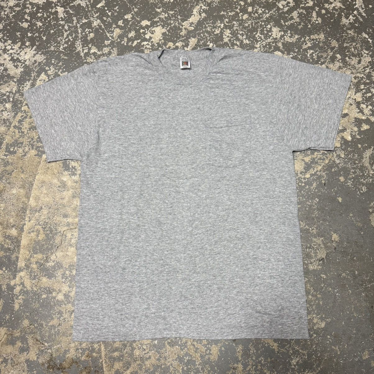 Unsound Rags Vintage Fruit Of The Loom Grey Pocket Tee Blank Tshirt Size US XL / EU 56 / 4 - 1 Thumbnail