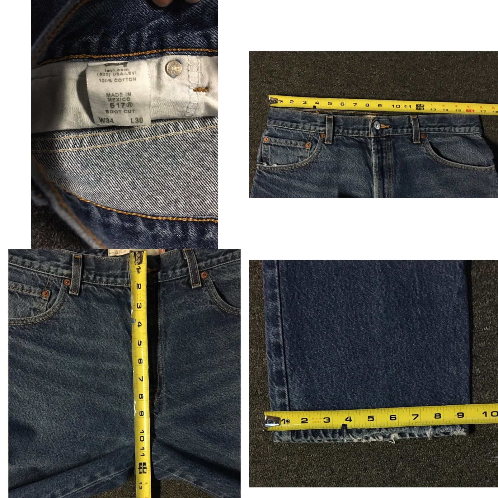 Levi's VINTAGE Levi's 517 Jeans Bootcut Men 34 Blue Denim Distressed 90s Rock Grunge Punk Cowboy Biker Western 30 In Inseam USA USA Size US 34 / EU 50 - 8 Thumbnail