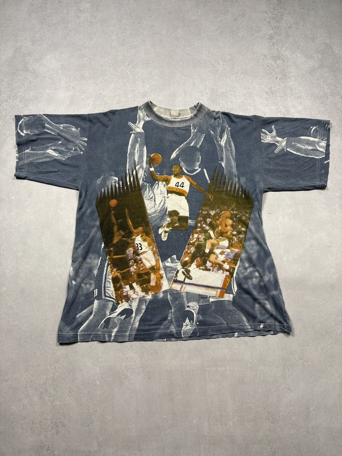 Vintage Vintage 90s All Over Print Basketball Rap T Shirt AOP Y2K XL Size US XL / EU 56 / 4 - 1 Thumbnail