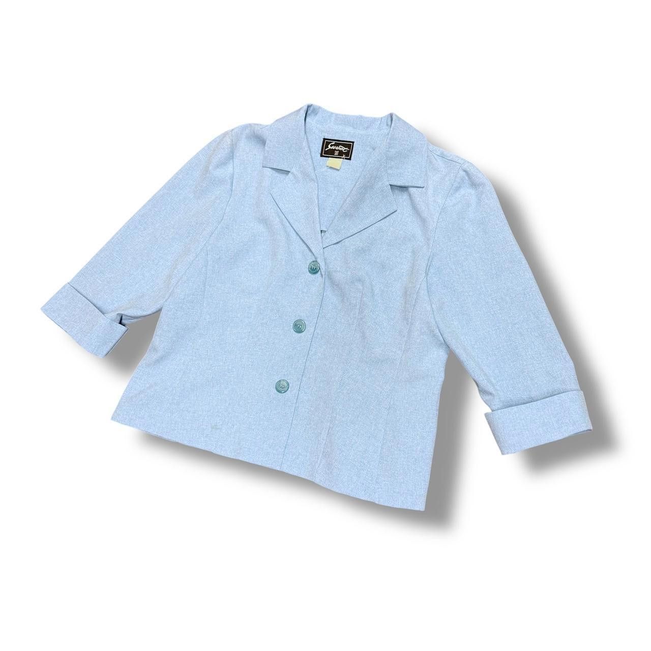 Designer Vintage Blue Crop Blazer Size XL / US 12-14 / IT 48-50 - 1 Thumbnail