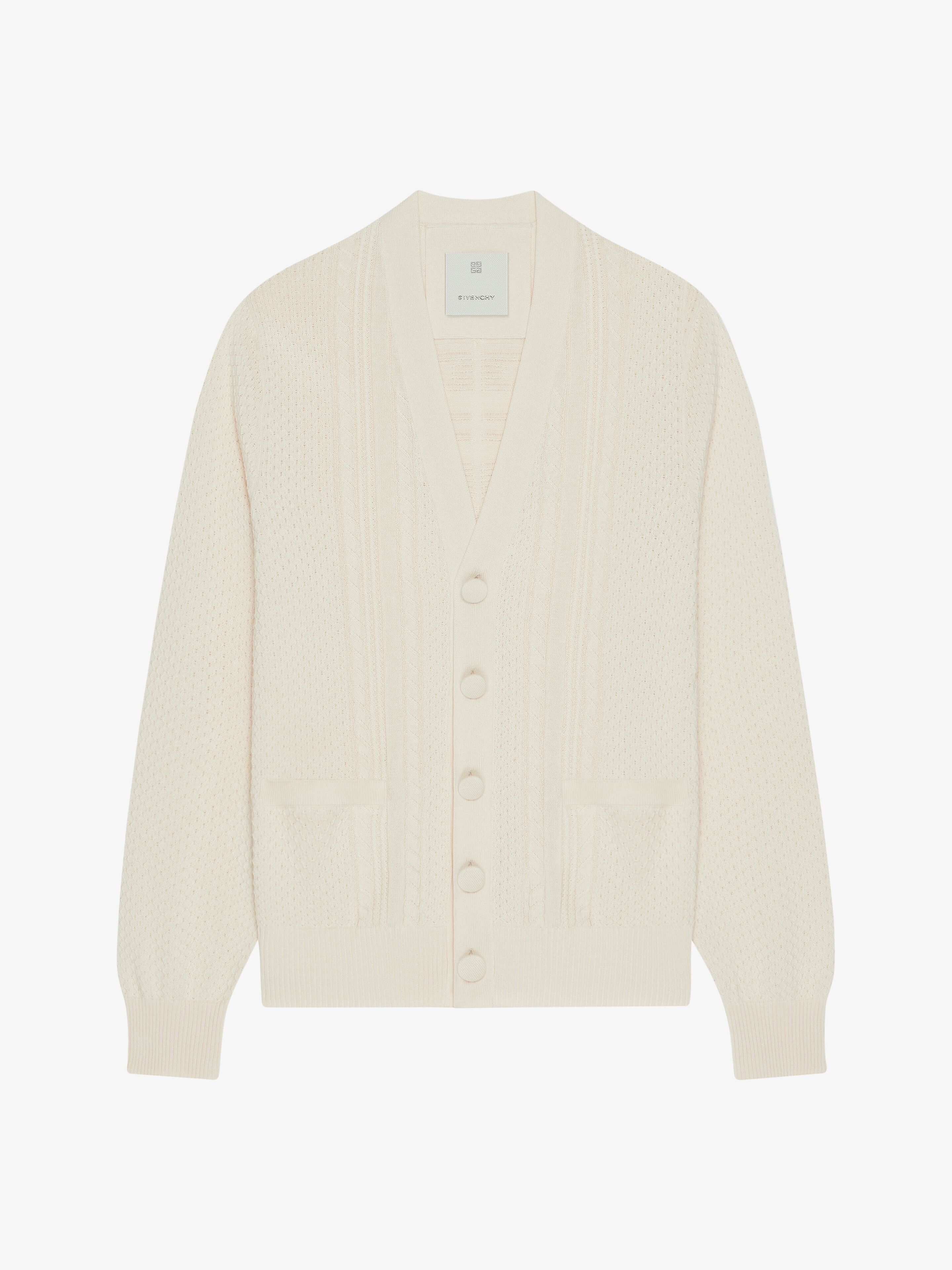Givenchy o1w1db10925 V-Neck Cardigan With Pockets in Ivory Size US XL / EU 56 / 4 - 1 Thumbnail