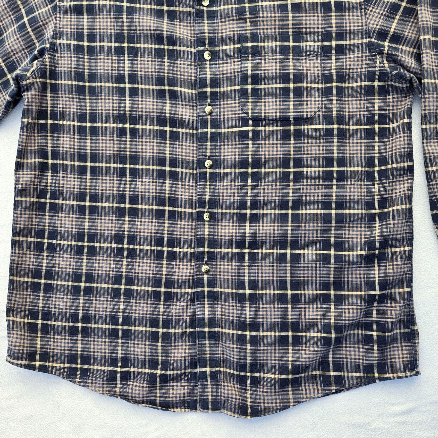 Vintage L.L. Bean Shirt Mens Large Blue Tan Plaid Flannel Button-Down Collar Long Sleeve Cotton Knit? (Correction: Provide only title) Size US L / EU 52-54 / 3 - 3 Thumbnail