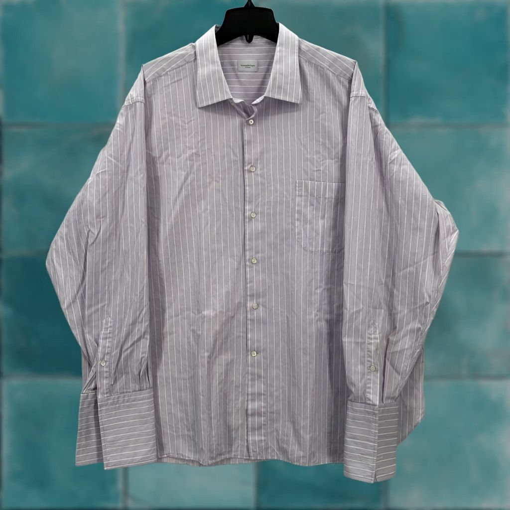 Ermenegildo Zegna Ermenegildo Zegna Su Misura Terry Philbin Dress Shirt Mens Small Purple Striped Shirt Mens Small Purple Striped Size 36R - 1 Thumbnail