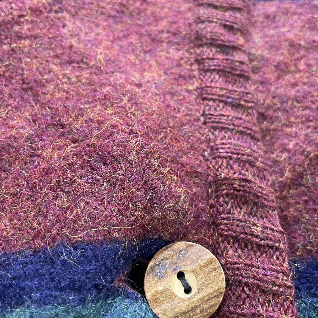 Aran Isles Knitwear Vintage Designer Sigi Scheiber Mohair Stripe Hooded Jacket Size M / US 6-8 / IT 42-44 - 3 Thumbnail