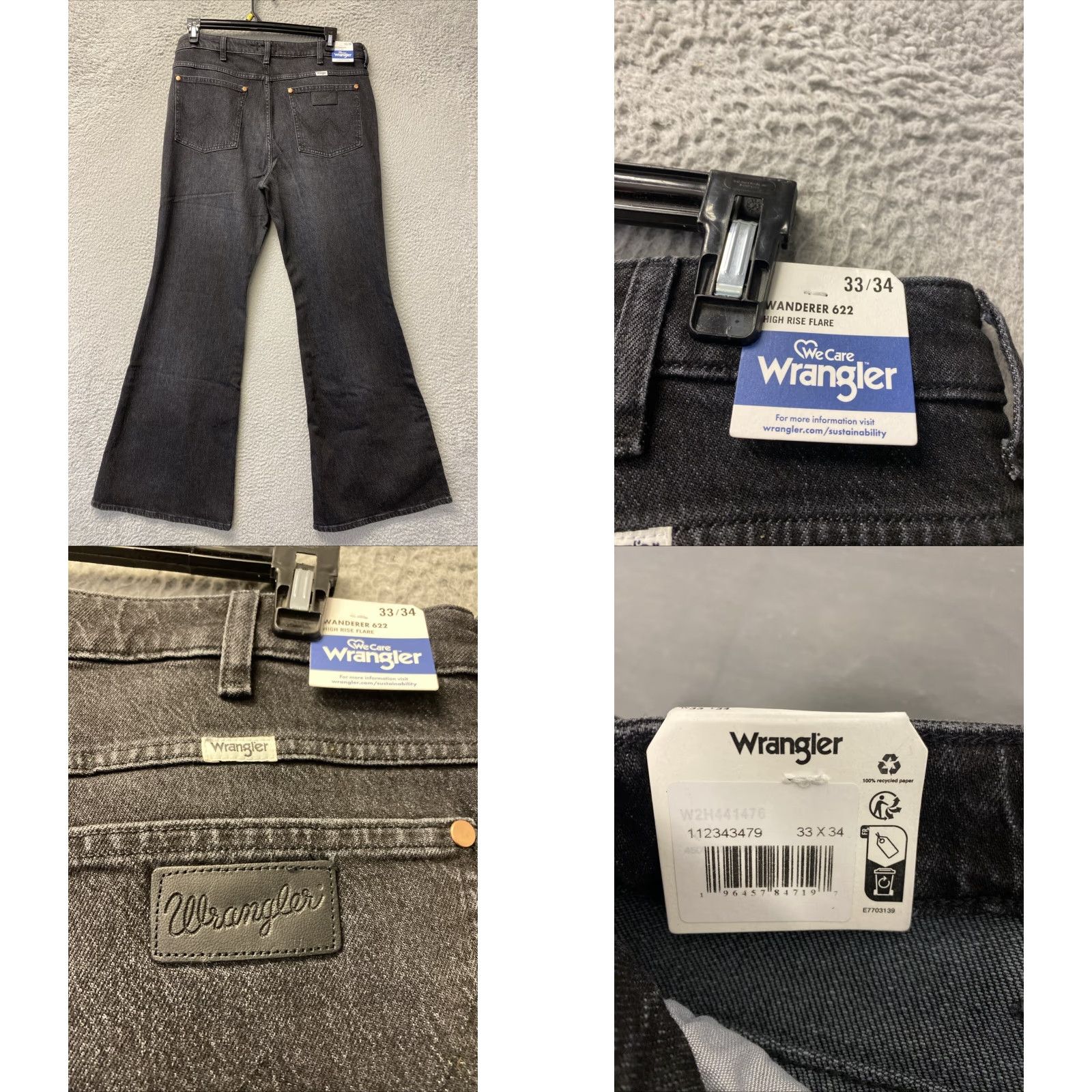 Wrangler WRANGLER High Rise Flare Jeans Rhinestone Black Women Size 36x34 Size 25" / US 0 / IT 36 - 8 Thumbnail